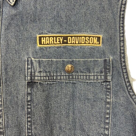 HARLEY DAVIDSON EMBROIDERED DENIM VEST xl - Picture 7 of 16